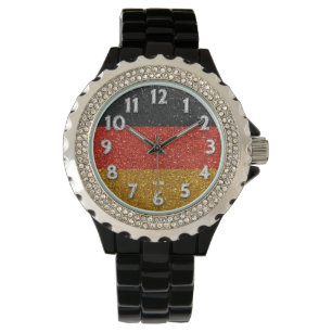Tyska Flagga Tyskland Bling Glitter Mode Armbandsur