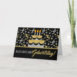 TYSKA födelsedag i Guld och Silver Faux Glitter Kort