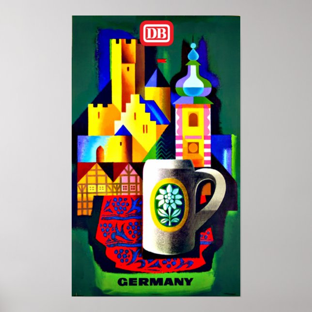 Tyska förbundsjärnvägarnas reseaffisch poster (Framsidan)
