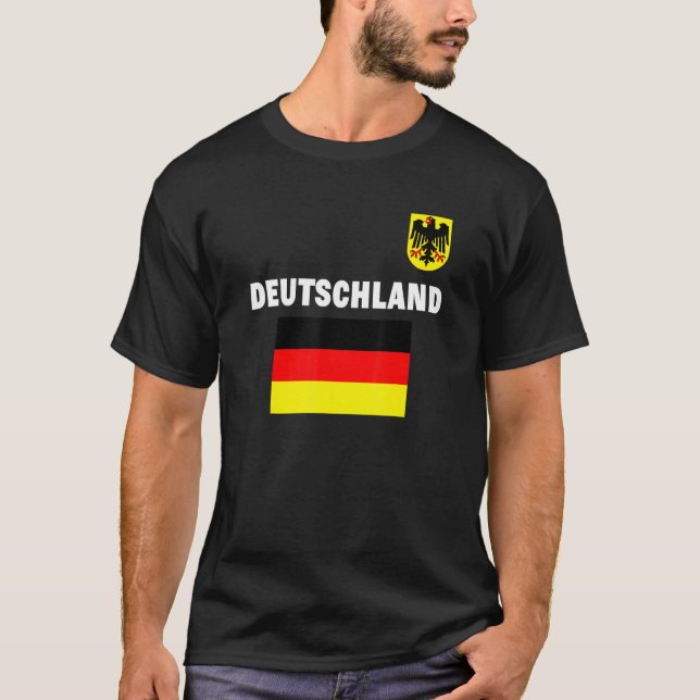 Tyska fotbolls-Flagga Tyskland tyska Flaggor Top T T Shirt (Framsida)