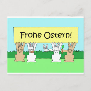 Tyska Glad påsk Frohe Ostern Tecknad Bunnies Helg Vykort