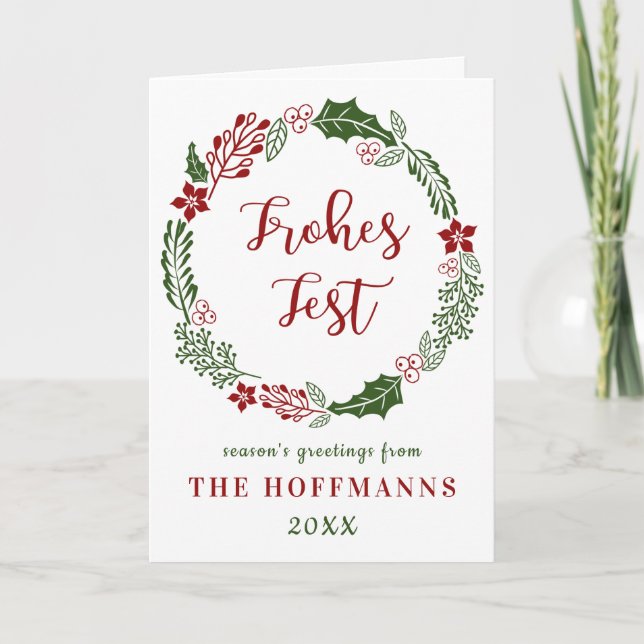 Tyska God jul, Frohes Fest, Anpassningsbar Helgkort (Framsida)