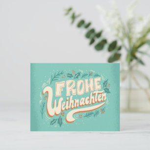 TYSKA GOD JUL LETTERING FROHE WEIHNACHTEN HELG VYKORT