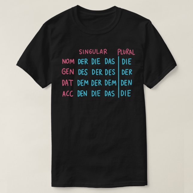 Tyska grammatikartiklar t shirt (Design framsida)