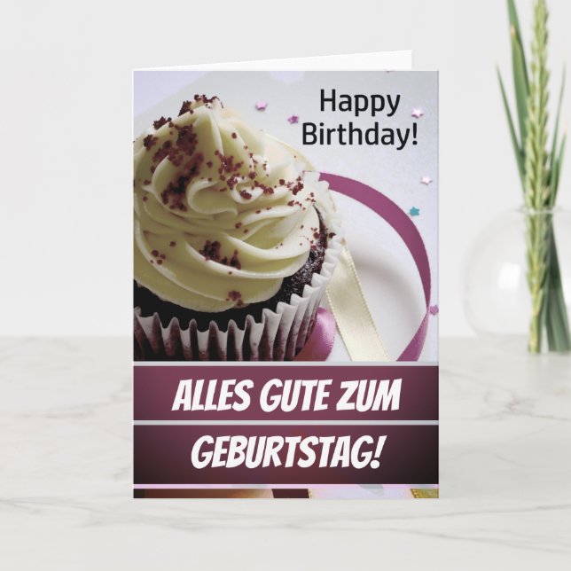 Tyska Grattis på födelsedagen Alles Gute zum Gebur Kort (Framsida)