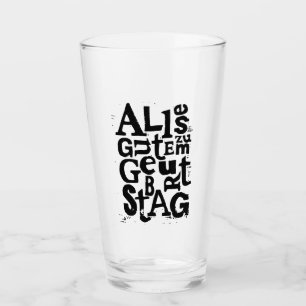 Tyska "Grattis på födelsedagen" Lino Print Glass K Glaskopp