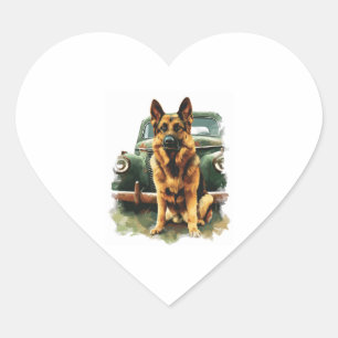 Tyska herdar i Vintage Charm Hjärtformat Klistermärke