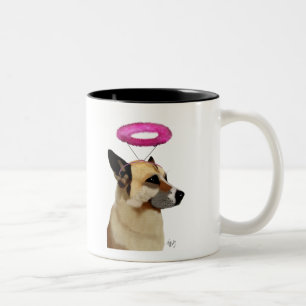 Tyska herde med Rosa Halo Två-Tonad Mugg