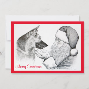 Tyska herde och Jultomten Julkort