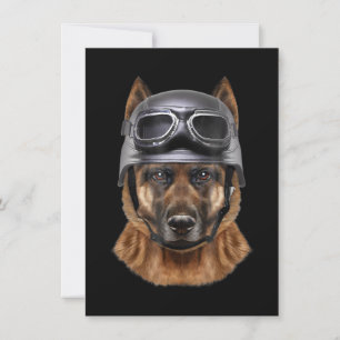 Tyska herdedjur, Hund, Biker i motorcykel Helmet Inbjudningar