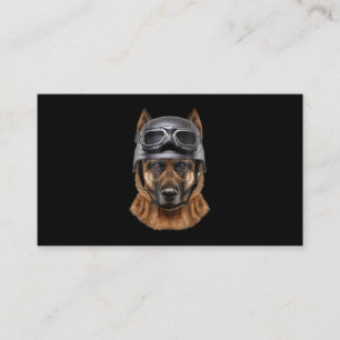 Tyska herdedjur, Hund, Biker i motorcykel Helmet Visitkort