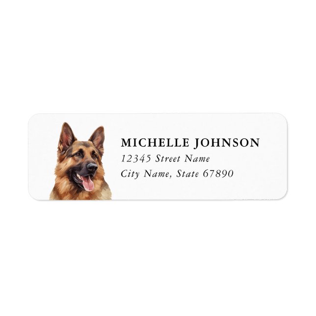 Tyska herdehund returadressetiketter returadress etikett (Framsidan)