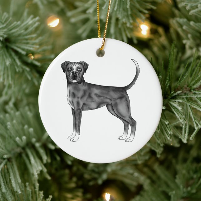 Tyska Hund i svartvitt och Anpassningsbar Julgransprydnad Keramik (Träd)