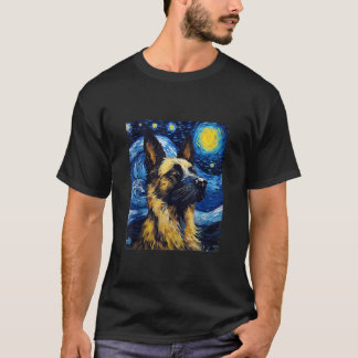 Tyska Hund Starry Night Hund älskare Hund Mamma Pa T Shirt