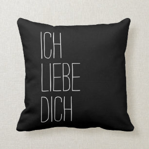 Tyska I Kärlek Du Ich Liebe Dich Black and White Kudde