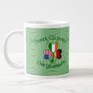 Tyska Irländska Amerikanska flaggor Shamrock Perso Jumbo Mugg