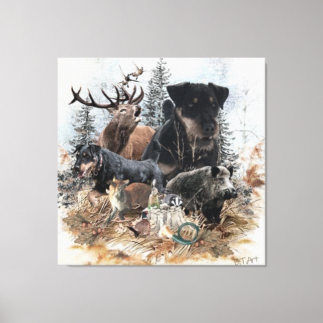 Tyska jaktterrier (Jagdskräcker) Canvastryck (Framsida)