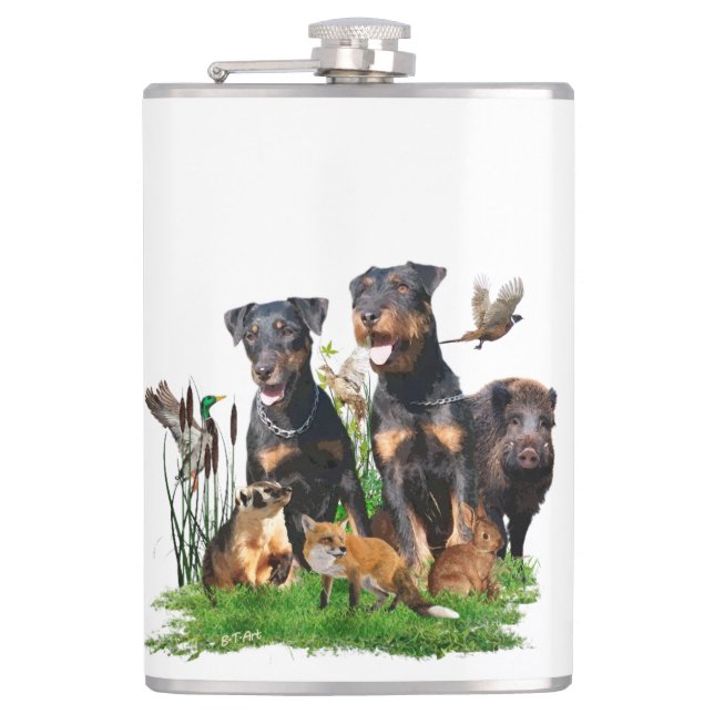 Tyska jaktterrier (Jagdskräcker) Fickplunta (Framsidan)