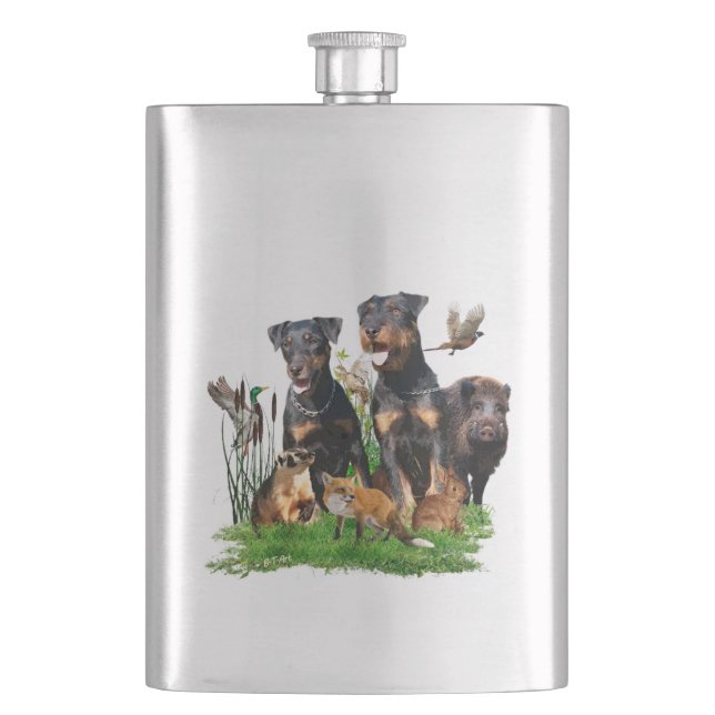 Tyska jaktterrier (Jagdskräcker) Fickplunta (Framsidan)