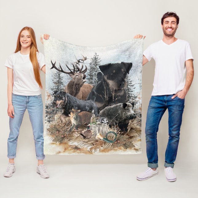 Tyska jaktterrier (Jagdskräcker) Fleecefilt (På plats)