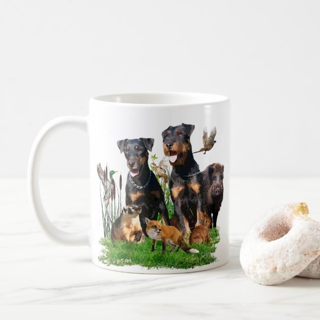 Tyska jaktterrier (Jagdskräcker) Kaffemugg (Med munk)