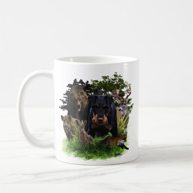 Tyska jaktterrier (Jagdskräcker) Kaffemugg (Vänster)