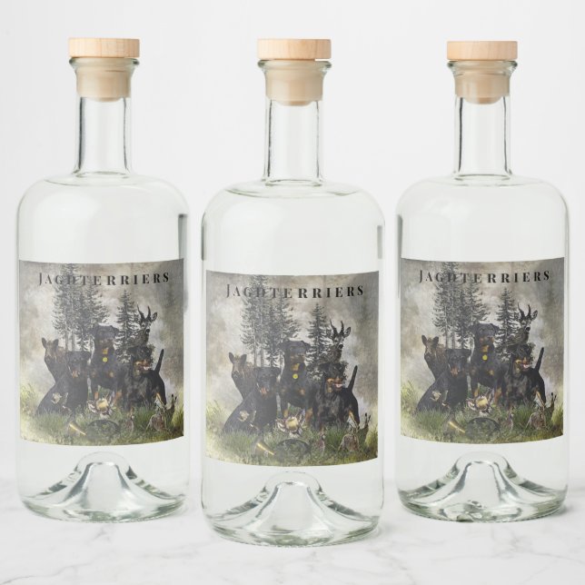 Tyska jaktterrier (Jagdskräcker) Spritflaskor Etikett (Flaskor)