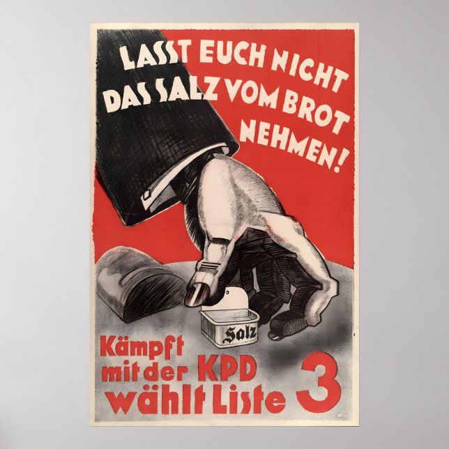 Tyska kommunistiska partiets valaffisch Låt inte Poster (Framsidan)