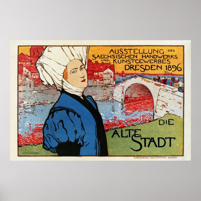 Tyska konstverk expo Dresden 1896 Poster (Framsidan)