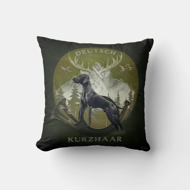 Tyska korthögtalare, jaktande logotyp kudde (Framsida)