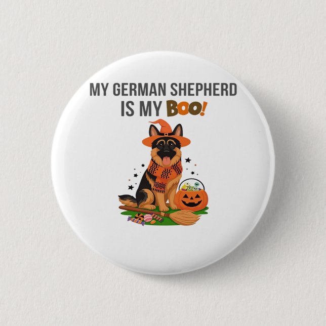 Tyska kortstolpar Hund - Halloween Måne Si Knapp (Framsida)