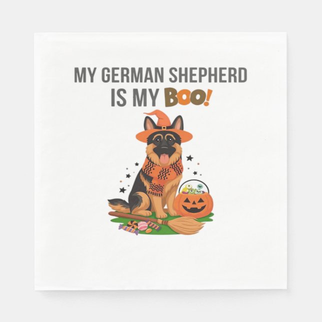 Tyska kortstolpar Hund - Halloween Måne Si Pappersservett (Framsidan)