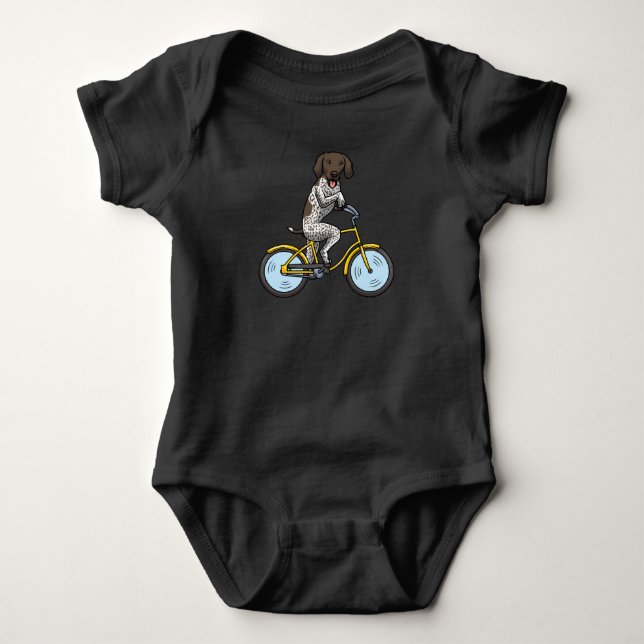Tyska kortstolpar Hund med Bike T Shirt (Framsida)