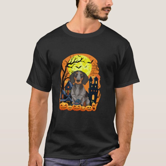 Tyska kortstolpar Hund med pumpkins Hallo T Shirt (Framsida)