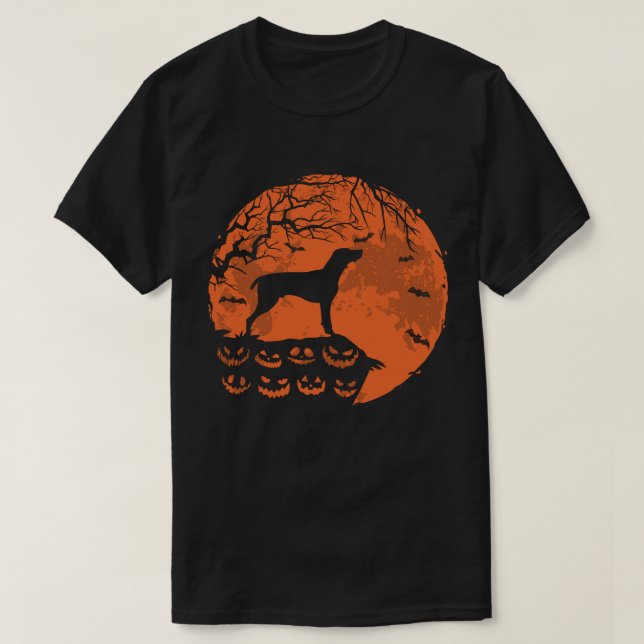 Tyska kortstolpar och Måne Halloween Hund T Shirt (Design framsida)