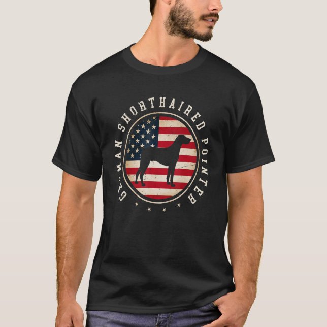 Tyska kortstolpar USA flagga 4 juli Hund M T Shirt (Framsida)