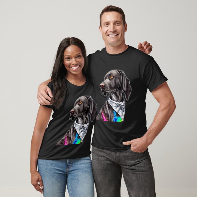 Tyska kortstolparpekaren Hund Porträtt Tie & Dye T Shirt (Unisex)