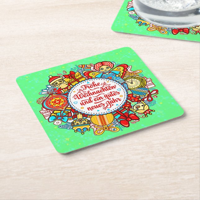 Tyska Lycklig-jul och Gott nytt år Underlägg Papper Kvadrat (Vinklad)
