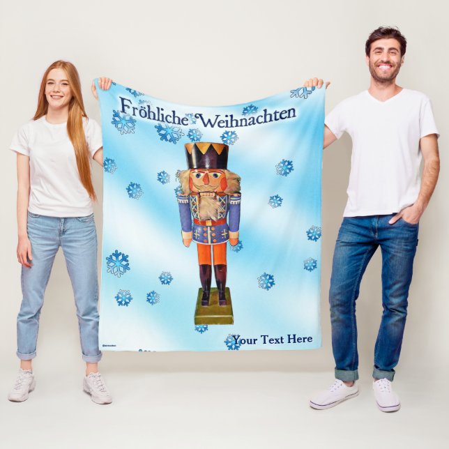 Tyska Nutcracker - Fröhliche Weihnachten Ull B Fleecefilt (På plats)