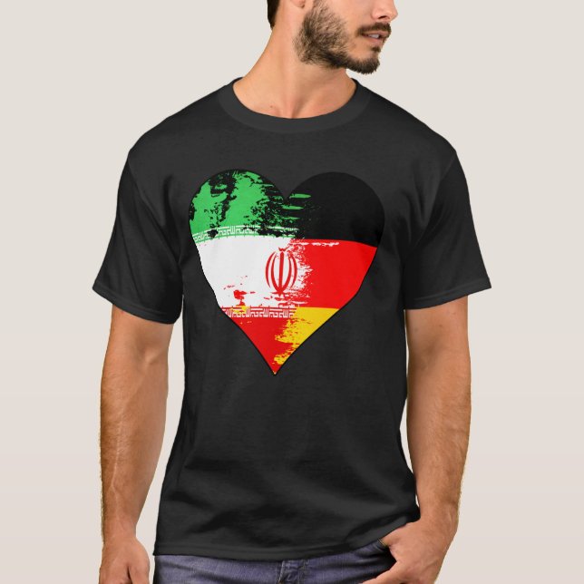 Tyska och iranska hjärtarvsflaggan t shirt (Framsida)