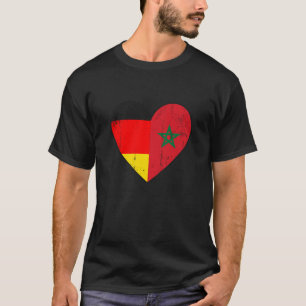 Tyska och marockanska Flagga Heart Morroco T Shirt