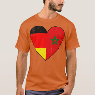 Tyska och marockanska Flagga Heart Morroco T Shirt