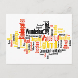 Tyska Ord Cloud - Deutsche Wortwolke Vykort