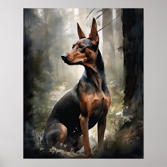 Tyska Pinscher Hund Art Print Poster (Framsidan)