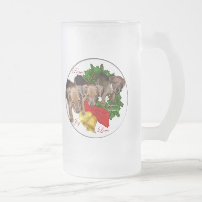 Tyska Pinscher-julklappar Frostat Ölglas (Höger)