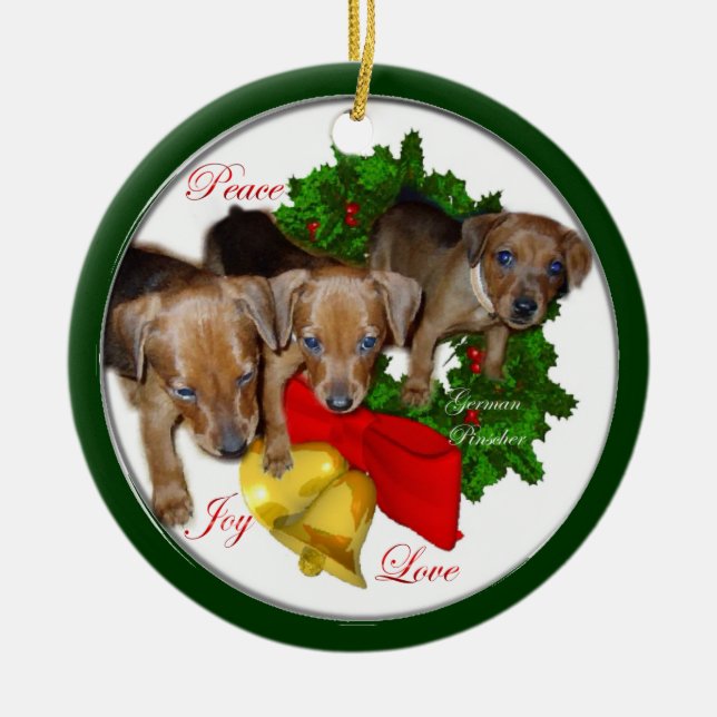 Tyska Pinscher-julklappar Ornament (Framsidan)