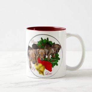 Tyska Pinscher-julklappar Två-Tonad Mugg