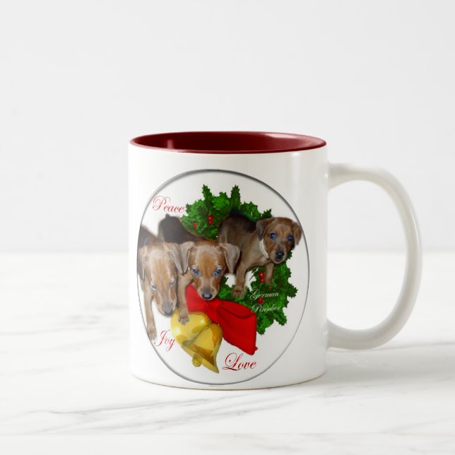Tyska Pinscher-julklappar Två-Tonad Mugg (Höger)