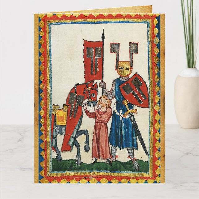 TYSKA POET SOM TEUTONIC KNIGHT MEDIEVAL MINIATUR KORT (Framsida)