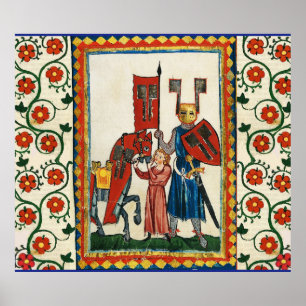 TYSKA POET SOM TEUTONIC KNIGHT MEDIEVAL MINIATUR POSTER